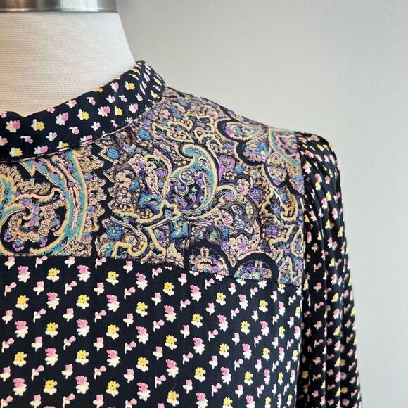 Vintage 80s Tarus II Women’s 10 Victorian Tie Midi Dress Cottagecore Floral USA - Picture 2 of 14